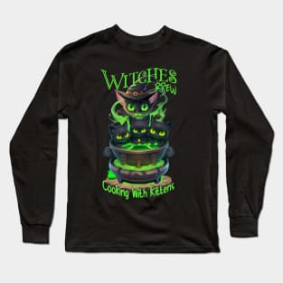 Witches Brew - Cooking With Kittens Long Sleeve T-Shirt